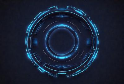 The primary subject of the image is a blue circle with a pattern of blue lines. The setting is a dark background, which contrasts with the bright blue circle. The visual style is digital art, as the circle appears to be a digital rendering. The colors and mood of the image are predominantly blue, creating a calm and serene atmosphere.