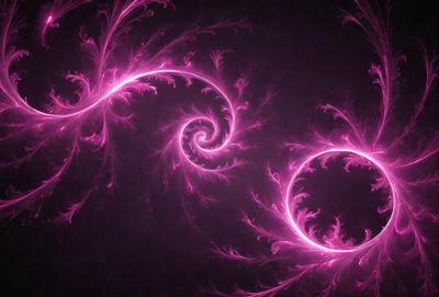 The primary subject of the image is a purple spiral pattern, which is the main object, scene, or focus of the image. The setting or background is a dark purple surface, which adds to the overall atmosphere. The visual style of the image is a combination of digital art and illustration, creating a unique and eye-catching design. The dominant colors in the image are purple and pink, which contribute to a calming and soothing mood.