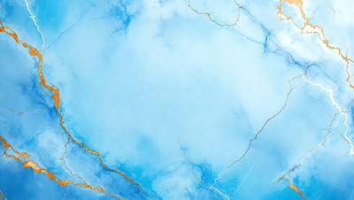 The primary subject of the image is a blue sky with clouds. The setting is a cloudy sky, and the visual style is a painting. The dominant colors are blue and white, creating a calm and serene atmosphere.