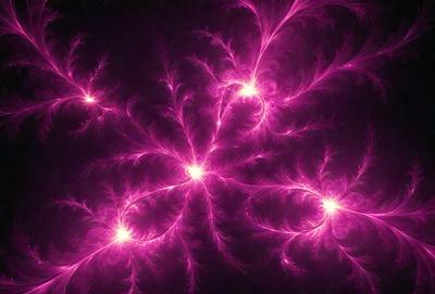The primary subject of the image is a purple, pink, and orange swirling pattern. The setting is a dark background, which contrasts with the vibrant colors of the swirling pattern. The visual style appears to be a digital art or illustration, as the colors and patterns are intricately detailed. The overall atmosphere of the image is lively and energetic, with the swirling pattern capturing the viewer's attention.
