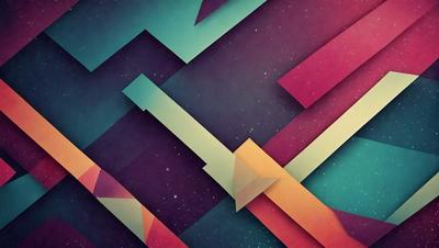 The primary subject of the image is a colorful, geometric design featuring a mix of blue, pink, yellow, and orange colors. The design is set against a backdrop of a starry night sky, creating a visually striking and vibrant scene. The visual style of the image is a combination of digital art and illustration, with a focus on geometric shapes and patterns. The overall atmosphere of the image is lively, energetic, and full of color, making it an eye-catching and engaging piece of