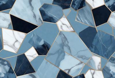 The primary subject of the image is a blue and white marble pattern. The setting is a blue and white marble surface, which serves as the background. The visual style is a combination of a photo and digital art, creating a unique and intricate pattern. The dominant colors are blue and white, giving the image a clean and elegant appearance.
