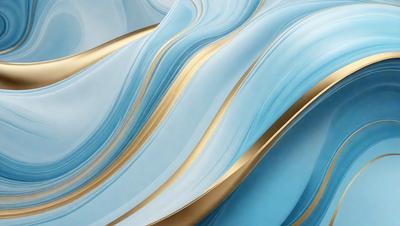 The primary subject of the image is a blue and gold swirl pattern. The setting is a blue background, and the visual style appears to be a digital art or illustration. The dominant colors are blue and gold, creating a sense of depth and movement in the pattern.