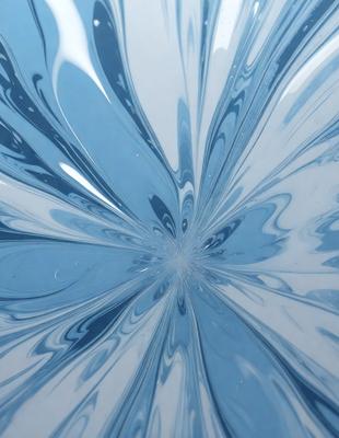 The primary subject of the image is a blue, swirling, and circular pattern. The setting is a blue background, and the visual style appears to be a digital art or illustration. The dominant colors are blue and white, creating a calm and soothing atmosphere.