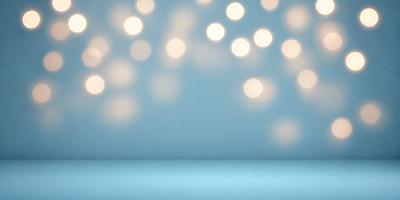 The primary subject of the image is a blue background with a pattern of white lights. The setting appears to be a dark room, and the visual style is a digital art or illustration. The dominant colors are blue and white, creating a calm and serene atmosphere.