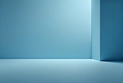 The primary subject of the image is a blue wall with a white border. The setting is a room with a blue background, and the visual style is a photo. The dominant colors are blue and white, creating a calm and serene atmosphere.