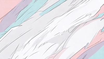 The primary subject of the image is a white sheet of paper with a blue and pink background. The setting is a white background, and the visual style is a drawing or illustration. The colors and mood of the image are predominantly white and pink, creating a calm and soothing atmosphere.