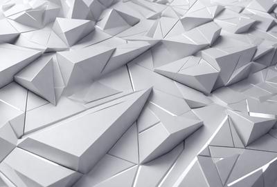 The primary subject of the image is a white, three-dimensional structure, possibly a sculpture or a piece of art. The setting is a white wall, which serves as the background for the artwork. The visual style appears to be a combination of digital art and illustration, as the structure is intricately detailed and has a modern, geometric appearance. The colors and mood of the image are predominantly white, giving it a clean, minimalist, and contemporary feel.
