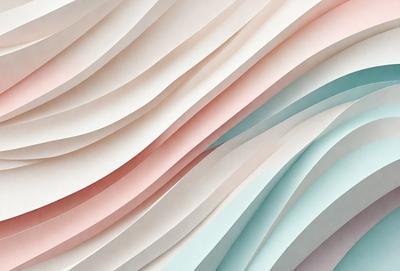 The primary subject of the image is a large, colorful, and textured wall made of paper. The wall is adorned with a variety of colors, including pink, blue, and green, creating a vibrant and lively atmosphere. The setting is a room with a white background, which contrasts with the paper wall, making it stand out even more. The visual style of the image is a combination of digital art and illustration, as the paper wall appears to be a creative and artistic representation of a text