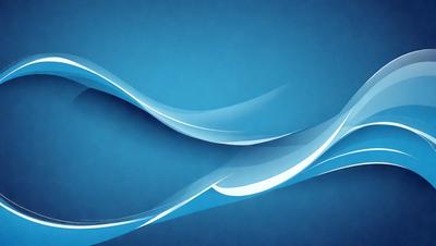 The primary subject of the image is a blue wave, which is the main focus of the scene. The setting is a blue background, and the visual style appears to be a digital art or illustration. The dominant colors in the image are blue and white, creating a calm and serene atmosphere.