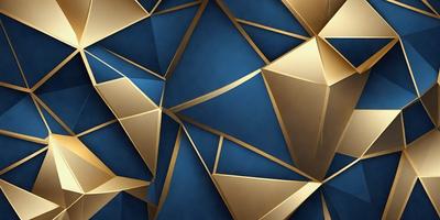 The primary subject of the image is a blue and gold geometric pattern. The setting is a blue background, and the visual style appears to be a digital art or illustration. The dominant colors are blue and gold, creating a sense of depth and sophistication.