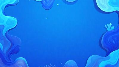 The primary subject of the image is a blue ocean with a few white clouds. The setting is a vast, open water body, and the visual style is a digital art or illustration. The colors and mood of the image are predominantly blue, creating a serene and calming atmosphere.