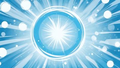 The primary subject of the image is a blue circle with a bright white light in the center. The circle appears to be a part of a larger, more complex design. The setting is a blue background, which complements the blue circle and the white light. The visual style of the image is a combination of digital art and illustration, creating a unique and eye-catching design. The colors and mood of the image are predominantly blue and white, giving it a calm and serene atmosphere.