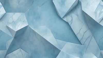 The primary subject of the image is a blue marble wall with a pattern of white and blue triangles. The setting is a room with a blue marble wall, and the visual style is a digital art or illustration. The dominant colors are blue and white, creating a calm and serene atmosphere.