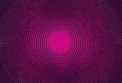 The primary subject of the image is a large, round, purple circle with a pattern of white dots surrounding it. The circle appears to be the focal point of the image, and it is set against a purple background. The visual style of the image is a combination of a photo and a digital art, creating a unique and eye-catching design. The colors and mood of the image are predominantly purple, with the white dots adding a touch of contrast and visual interest.