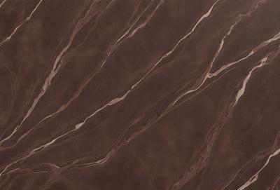 The primary subject of the image is a close-up of a marble countertop. The setting is a kitchen, with the countertop being the main focus of the scene. The visual style is a photo, capturing the natural texture and patterns of the marble. The colors and mood of the image are predominantly brown, giving it a warm and earthy atmosphere.