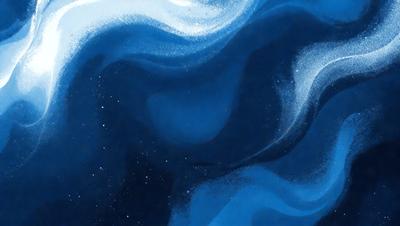 The primary subject of the image is a blue ocean with a few white clouds. The setting is a vast body of water, and the visual style is a combination of a photo and digital art. The colors are predominantly blue and white, creating a serene and calming atmosphere.