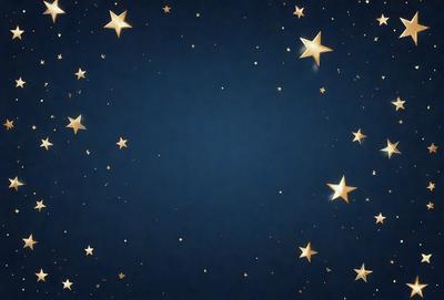 The primary subject of the image is a blue sky filled with stars. The setting is a night sky, and the visual style is a photo. The dominant colors are blue and gold, creating a serene and peaceful atmosphere.
