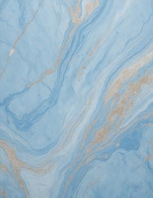 The primary subject of the image is a blue marble tile with a swirling pattern. The setting is a blue background, and the visual style is a close-up of the tile. The dominant colors are blue and white, creating a calm and soothing atmosphere.