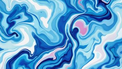 The primary subject of the image is a blue and white swirling pattern, which appears to be a digital art or illustration. The setting is a blue and white background, and the visual style is a combination of digital art and illustration. The dominant colors are blue and white, creating a calm and soothing atmosphere.