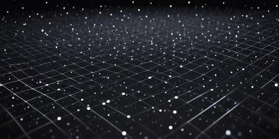 The primary subject of the image is a pattern of white dots on a black background. The setting appears to be a dark room, and the visual style is a combination of a photo and digital art. The dominant colors are black and white, creating a simple and minimalist atmosphere.