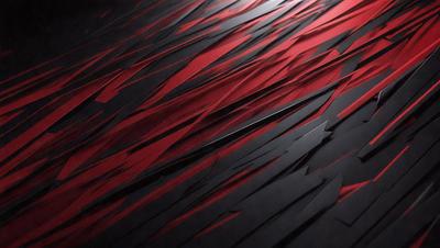 The primary subject of the image is a large, intricate, and colorful design made up of red and black stripes. The setting is a black background, which contrasts with the vibrant colors of the design. The visual style appears to be a combination of digital art and illustration, creating a striking and eye-catching pattern. The colors and mood of the image are bold and energetic, with the red and black stripes evoking a sense of energy and dynamism.