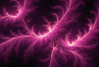 The primary subject of the image is a purple and pink floral pattern. The setting is a dark background, which contrasts with the vibrant colors of the floral pattern. The visual style appears to be a digital art or illustration, as the floral pattern is intricately detailed and the colors are rich and saturated. The dominant colors are purple and pink, creating a warm and inviting atmosphere.