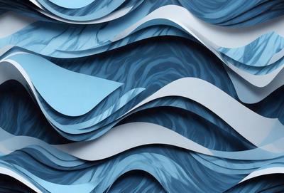 The primary subject of the image is a large, blue, and white wave. The wave is the main focus of the image, and it is set against a blue background. The visual style of the image is a combination of photo and digital art, creating a unique and eye-catching representation of the wave. The dominant colors in the image are blue and white, giving it a calming and serene atmosphere.