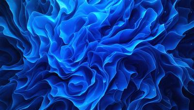 The primary subject of the image is a blue, swirling, and flowing pattern. The setting is a blue background, which complements the vibrant blue color of the pattern. The visual style appears to be a digital art or illustration, as the pattern is intricate and detailed. The dominant colors in the image are blue, with various shades and tones, creating a calming and soothing atmosphere.