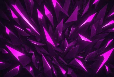 The primary subject of the image is a purple, geometric pattern. The setting is a dark, purple background, which creates a moody atmosphere. The visual style is a combination of digital art and illustration, with the geometric pattern resembling a crystal or a piece of art. The dominant colors are purple and pink, which contribute to the overall mood of the image.
