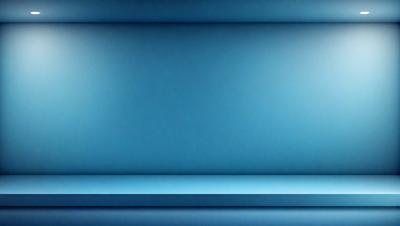 The primary subject of the image is a blue wall with a bench in front of it. The setting is a room with a blue wall, and the visual style is a photo. The dominant colors are blue and white, creating a calm and serene atmosphere.