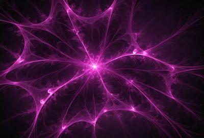 The primary subject of the image is a purple, pink, and white nebula, which is a three-dimensional structure of gas and dust in space. The setting is a dark background, which contrasts with the vibrant colors of the nebula. The visual style of the image is a combination of digital art and illustration, creating a unique and captivating representation of the celestial object. The colors and mood of the image are predominantly purple and pink, giving it a sense of