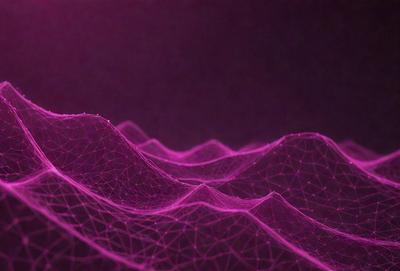 The primary subject of the image is a purple wave pattern, which is the main object, scene, or focus of the image. The setting or background is a dark, purple-colored surface, which creates a moody atmosphere. The visual style of the image is a digital art or illustration, as it is a computer-generated or digitally created pattern. The dominant colors in the image are purple and pink, which contribute to the overall mood and aesthetic of the scene.
