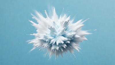 The primary subject of the image is a close-up of a white and blue frothy substance, which appears to be a mix of ice cream and milk. The setting is a blue background, which adds to the overall visual style. The image is a digital art piece, showcasing the creative blending of colors and textures. The dominant colors are white and blue, creating a cool and refreshing atmosphere.
