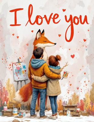 The primary subject of the image is a man and a woman standing close to each other, with the woman hugging the man. They are surrounded by a forest setting, which adds to the overall atmosphere of the scene. The visual style of the image is a combination of digital art and illustration, creating a whimsical and heartwarming mood. The colors used in the image are predominantly warm and earthy tones, which further enhance the cozy and intimate ambiance of the scene.