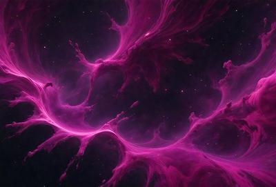 The primary subject of the image is a pink, swirling, and flowing pattern that resembles a galaxy or a nebula. The setting is a dark, starry background, which contrasts with the vibrant pink color of the swirling pattern. The visual style is a combination of digital art and illustration, creating a unique and captivating image. The colors and mood of the image are predominantly pink, which gives it a warm, dreamy, and ethereal