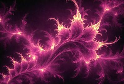 The primary subject of the image is a purple floral pattern, which is the main object, scene, or focus of the image. The setting or background is a dark purple surface, which adds to the overall atmosphere. The visual style of the image is digital art, as it is a digital illustration of a floral pattern. The dominant colors in the image are purple and pink, creating a warm and inviting mood.