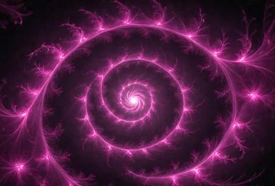 The primary subject of the image is a spiral pattern, which is the main object, scene, or focus of the image. The spiral pattern is set against a purple background, creating a visually striking and vibrant scene. The visual style of the image is digital art, as it appears to be a digital illustration or drawing. The dominant colors in the image are purple and pink, giving the scene a warm and luminous atmosphere.