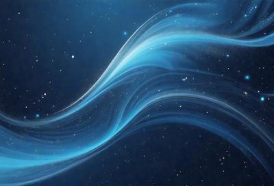 The primary subject of the image is a blue, swirling, and flowing pattern, which appears to be a digital art or illustration. The setting is a dark, star-filled sky, creating a sense of depth and mystery. The visual style is a combination of digital art and illustration, with the blue swirl being the main focus of the image. The colors and mood of the image are predominantly blue, creating a sense of calmness and tranquility.