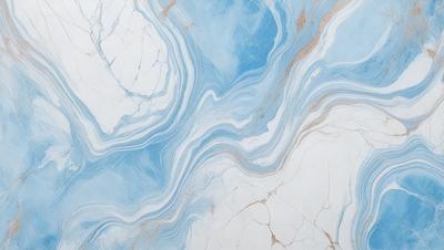 The primary subject of the image is a blue and white marble wall. The setting is a room with a blue and white marble wall, which serves as the background. The visual style is a close-up of the marble wall, showcasing its intricate patterns and textures. The dominant colors are blue and white, creating a serene and elegant atmosphere.