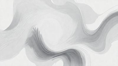 The primary subject of the image is a large, swirling, and flowing pattern of white and gray colors. The setting is a white background, which provides a clean and minimalist appearance. The visual style is a combination of digital art and illustration, creating a dynamic and artistic representation of the swirling pattern. The colors and mood of the image are predominantly white and gray, giving it a calm and serene atmosphere.