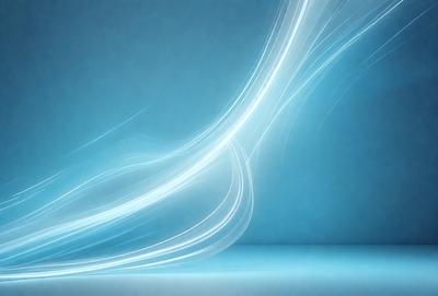 The primary subject of the image is a blue background with a white light streak or stream of light. The setting appears to be a dark room, and the visual style is a digital art or illustration. The colors and mood of the image are predominantly blue and dark, creating a sense of depth and contrast.