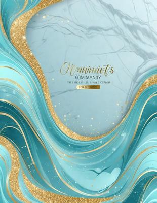 Primary subject: A blue and gold water-like background with a gold and blue wave pattern.

Setting/background: The background is a blue and gold water-like pattern, with a gold and blue wave design.

Visual style: The image is a digital art or illustration.

Colors and mood: The dominant colors are blue and gold, creating a calm and serene atmosphere.