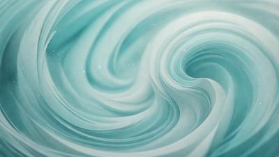 The primary subject of the image is a swirling, spiraling, or whirling pattern of blue and white colors. The setting is a blue ocean, and the visual style appears to be a digital art or illustration. The dominant colors are blue and white, creating a calming and serene atmosphere.