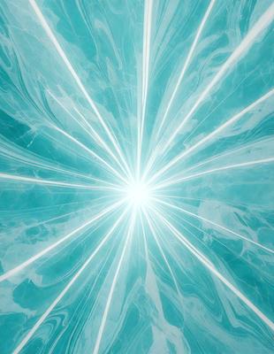 The primary subject of the image is a bright light source, possibly a sun or a light bulb, shining through a blue and white patterned background. The setting appears to be a space with a blue and white marbled surface. The visual style of the image is a combination of photo and digital art, creating a unique and captivating atmosphere. The dominant colors in the image are blue and white, with the bright light source adding a sense of warmth and energy to the scene.