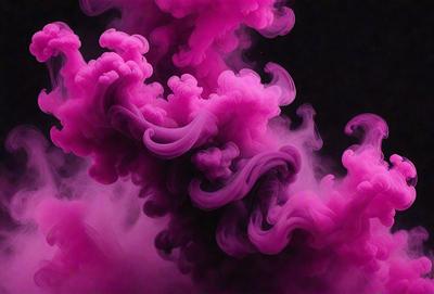 The primary subject of the image is a pink smoke or fog, which appears to be a digital art or illustration. The setting is a dark background, which contrasts with the pink smoke. The visual style gives the impression of a surreal or dreamy atmosphere. The dominant colors are pink and purple, creating a soft and ethereal mood.