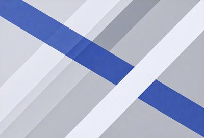 The primary subject of the image is a blue and white striped pattern. The setting is a gray background, which creates a contrast with the blue and white stripes. The visual style appears to be a digital art or illustration, as the colors and patterns are well-defined and consistent throughout the image. The dominant colors are blue and white, creating a sense of calmness and simplicity in the scene.