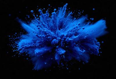 The primary subject of the image is a blue, swirling, and cloudy mass, which appears to be a digital art or illustration. The setting is a dark background, and the visual style is a close-up of the blue swirl. The dominant colors in the image are blue and black, creating a moody and dramatic atmosphere.