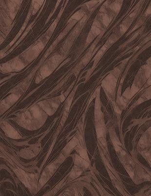 The primary subject of the image is a close-up of a brown and black patterned surface, which appears to be a wood grain texture. The setting is a room with a wooden floor, and the visual style is a close-up of the pattern. The colors and mood of the image are predominantly brown and black, creating a warm and earthy atmosphere.