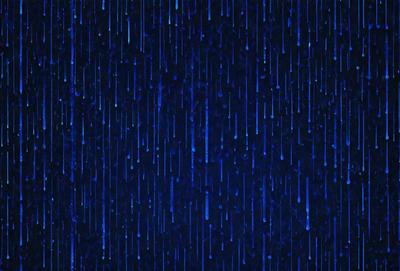 The primary subject of the image is a blue sky with rain falling. The setting is a nighttime scene with a dark blue background. The visual style is a digital art or illustration, creating a moody and atmospheric mood.
